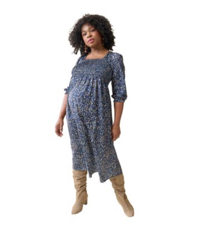 Ingrid + Isabel Women's Smocked Sateen Nursing Midi Dress
