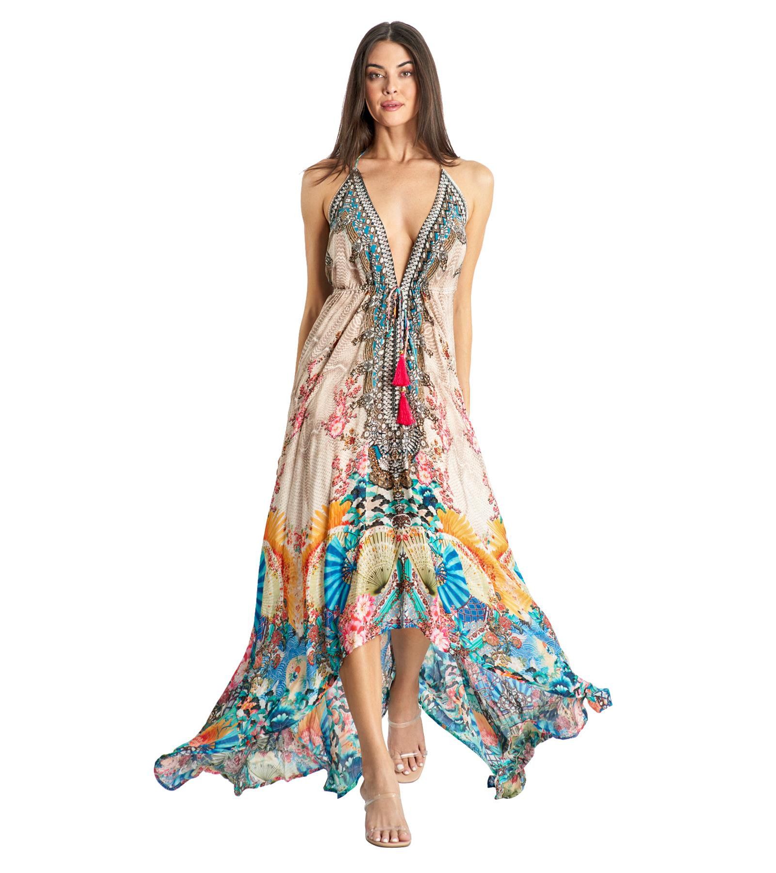 La Moda Clothing Женское платье макси на бретелях Halterneck