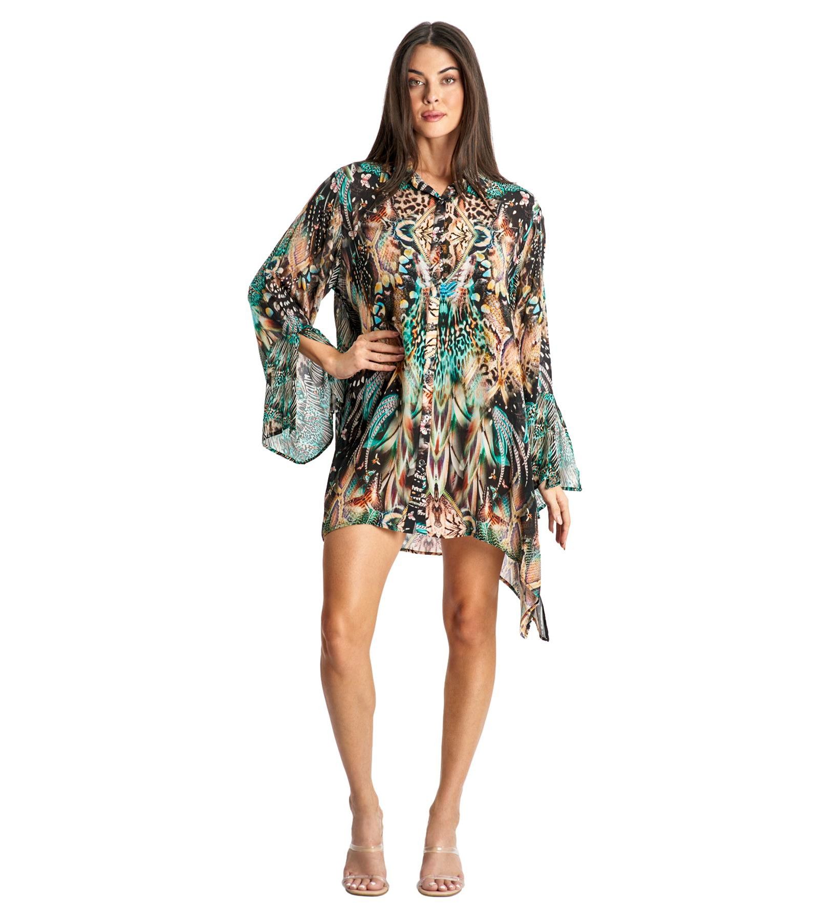 La Moda Clothing Women's Short Buttoned Overshirt