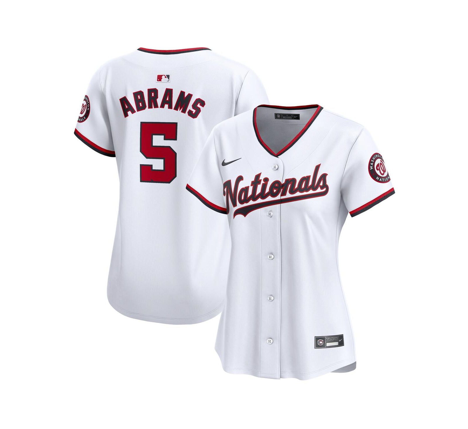 Женская джерси Nike CJ Abrams White Washington Nationals Home Limited Player