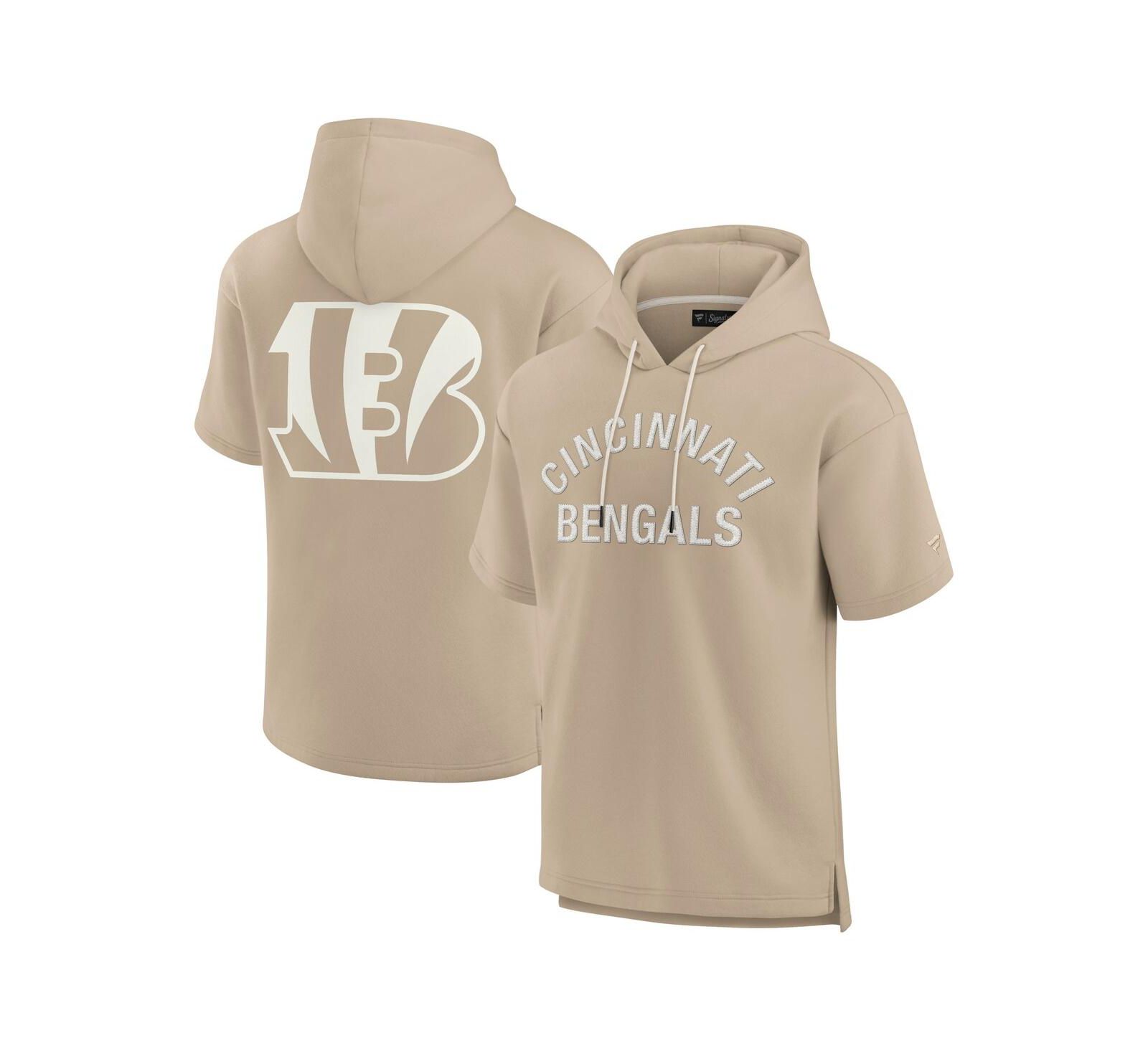 Мужское и женское худи Fanatics Khaki Cincinnati Bengals Elements Super Soft Fleece Short Sleeve Pullover