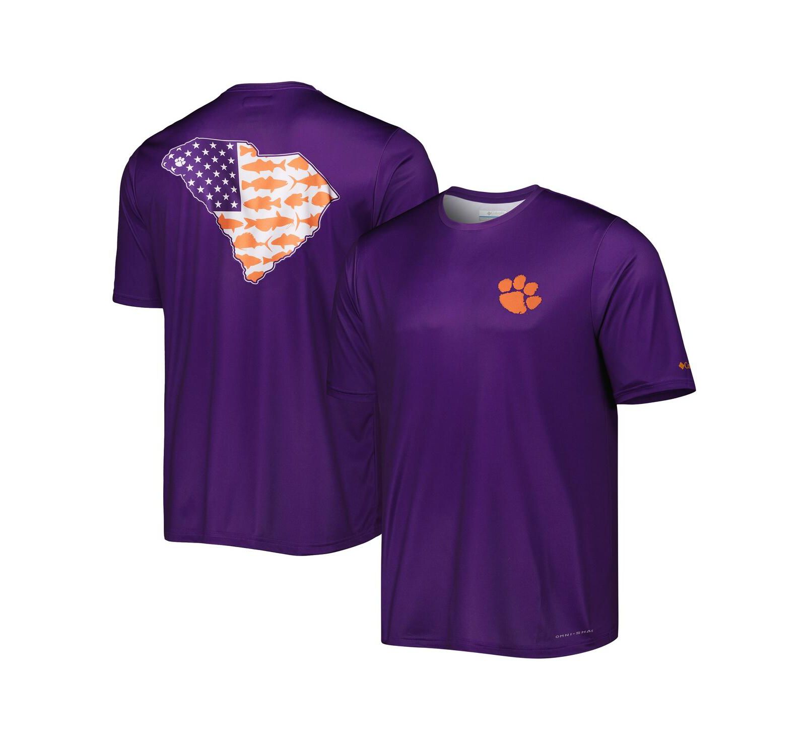 Columbia Men's Purple Clemson Tigers Terminal Tackle State Omni-Shade T-Shirt