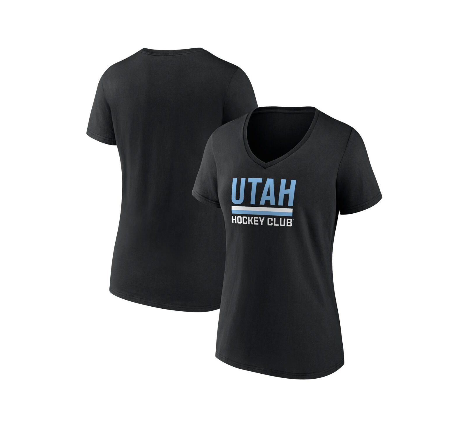 Женская футболка Fanatics Utah Hockey Club Secondary Logo V-Neck, цвет Black