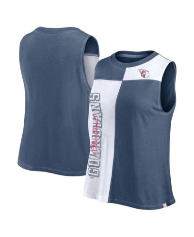 Женский asksный топ Fanatics Navy/White Cleveland Guardians Color-Block Tank Top