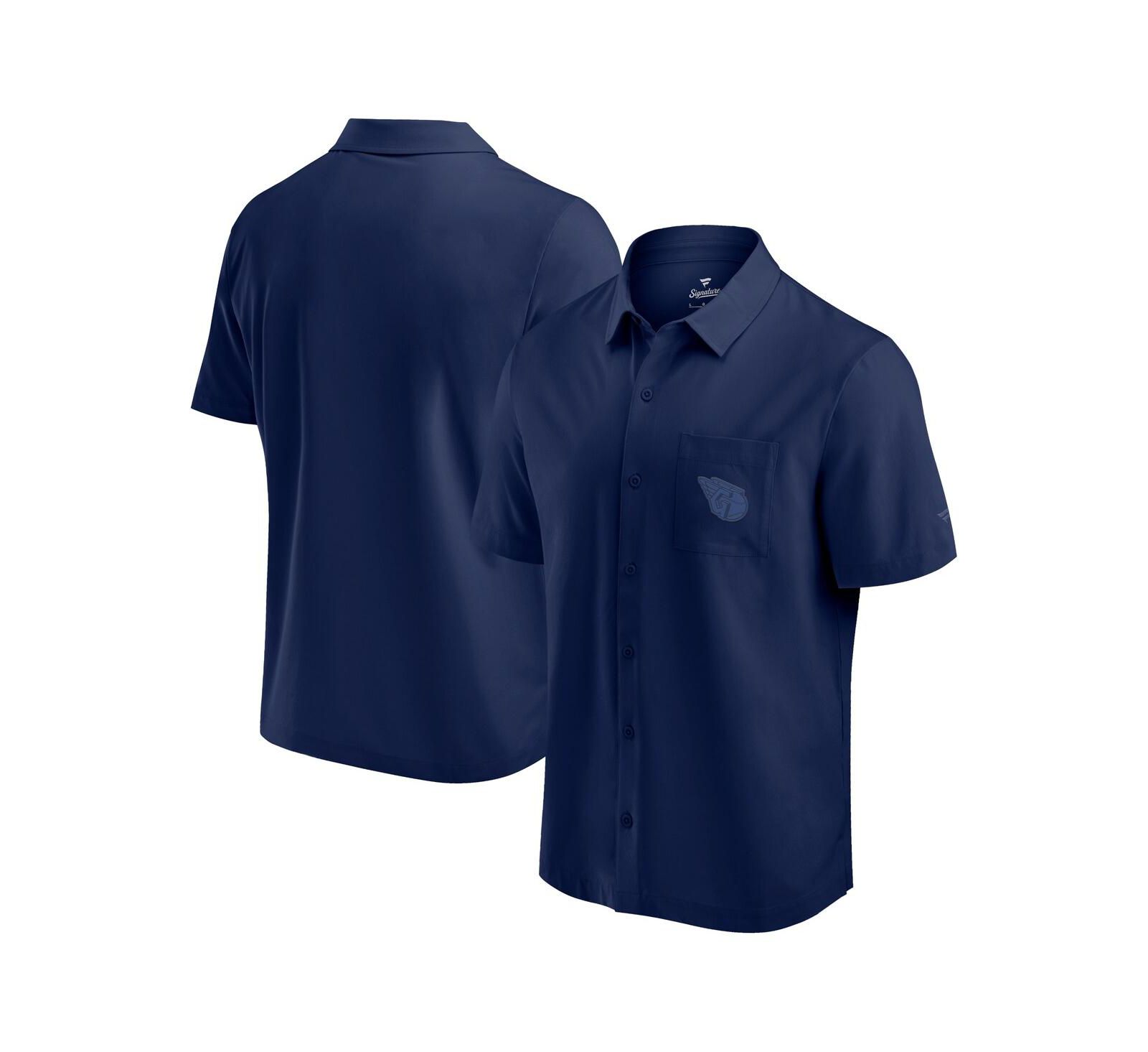Fanatics Men's Navy Cleveland Guardians Front Office Button-Up Shirt