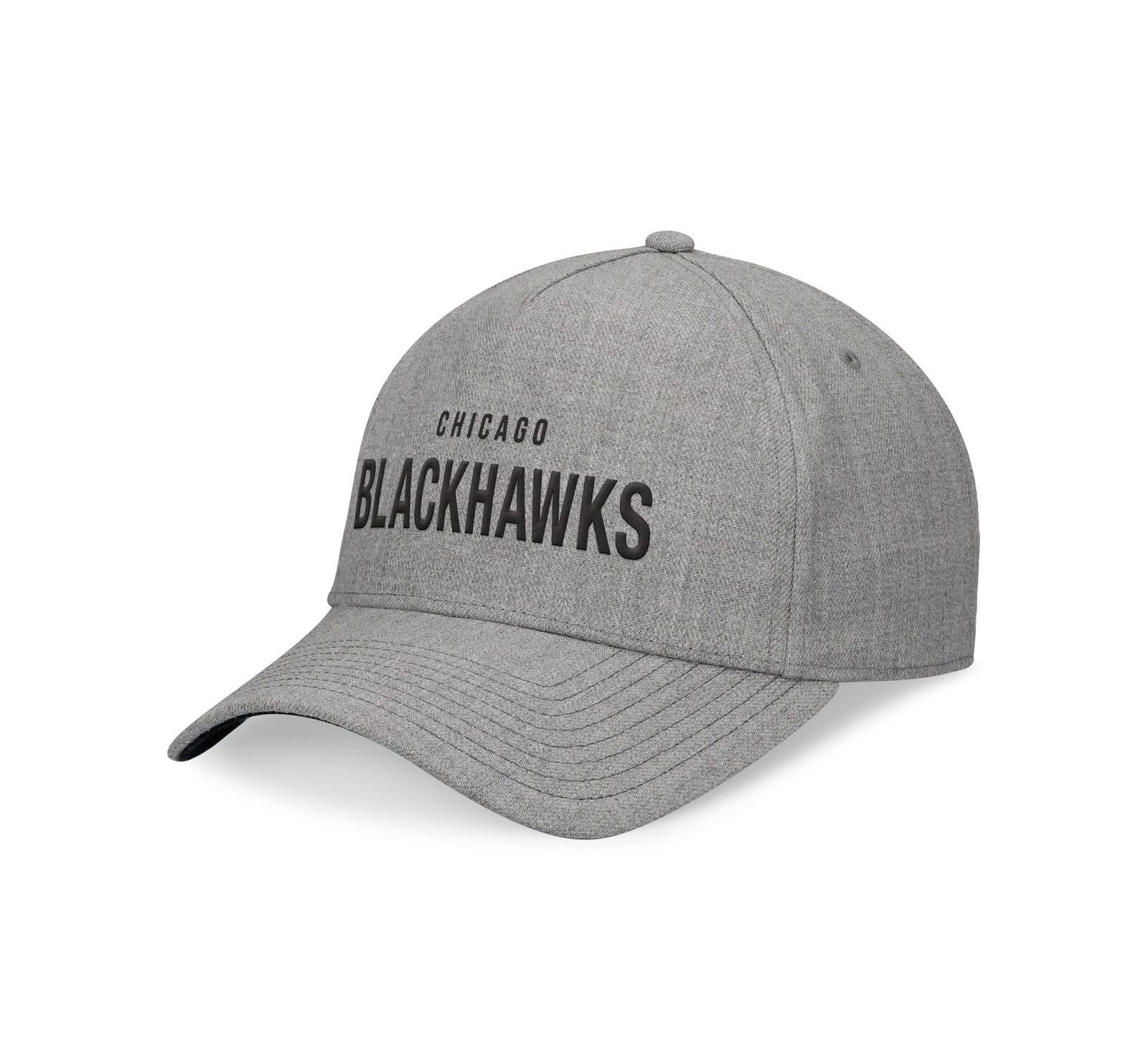Мужская кепка Fanatics Chicago Blackhawks Elements A-Frame Leather Strapback Heather Gray