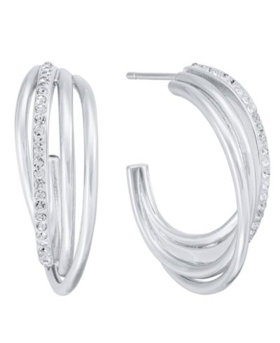 And Now This Clear Crystal Multi Row Hoop Earring