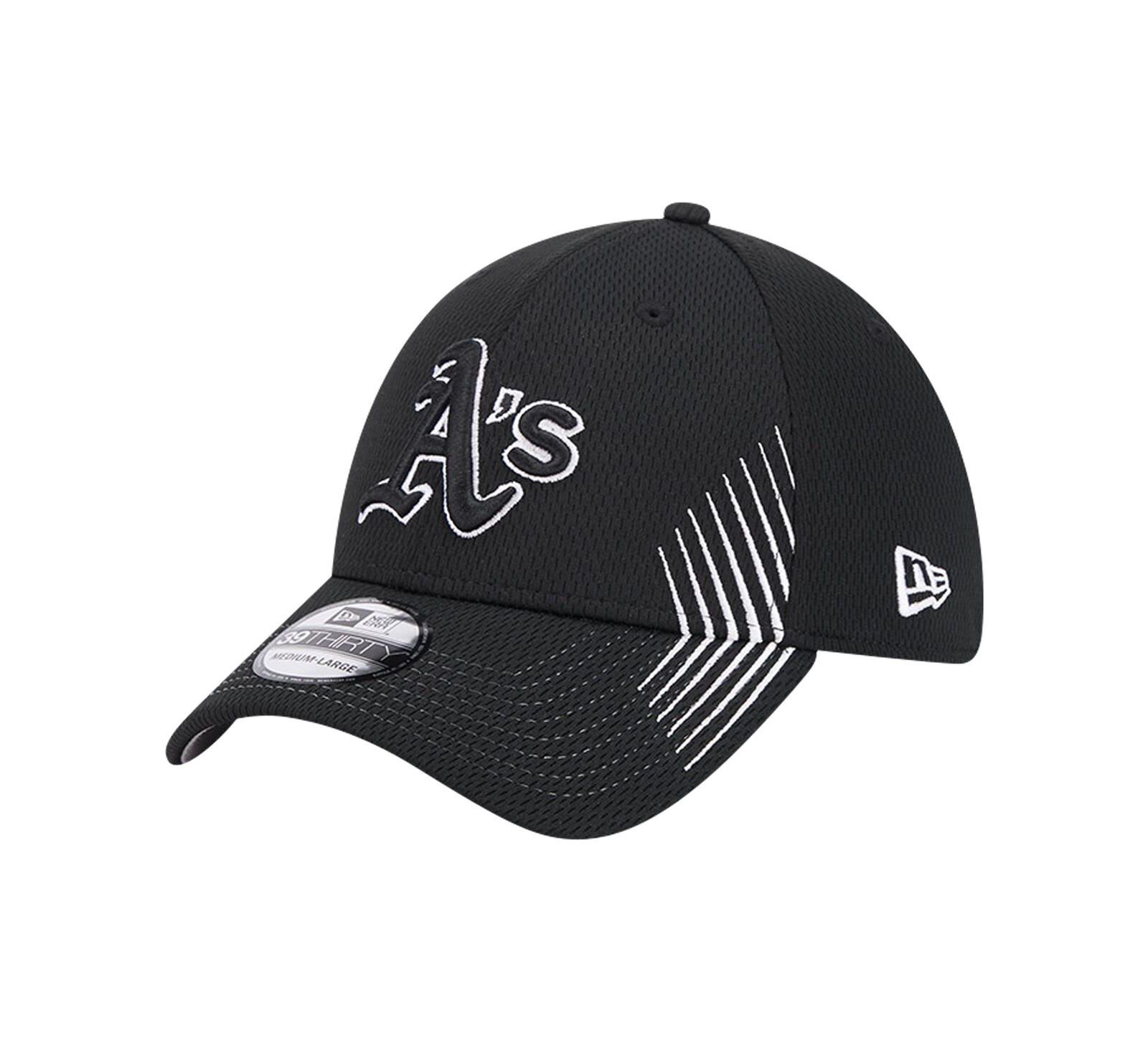 New Era Men's Black Oakland Athletics Active Dash Mark 39THIRTY Flex Hat