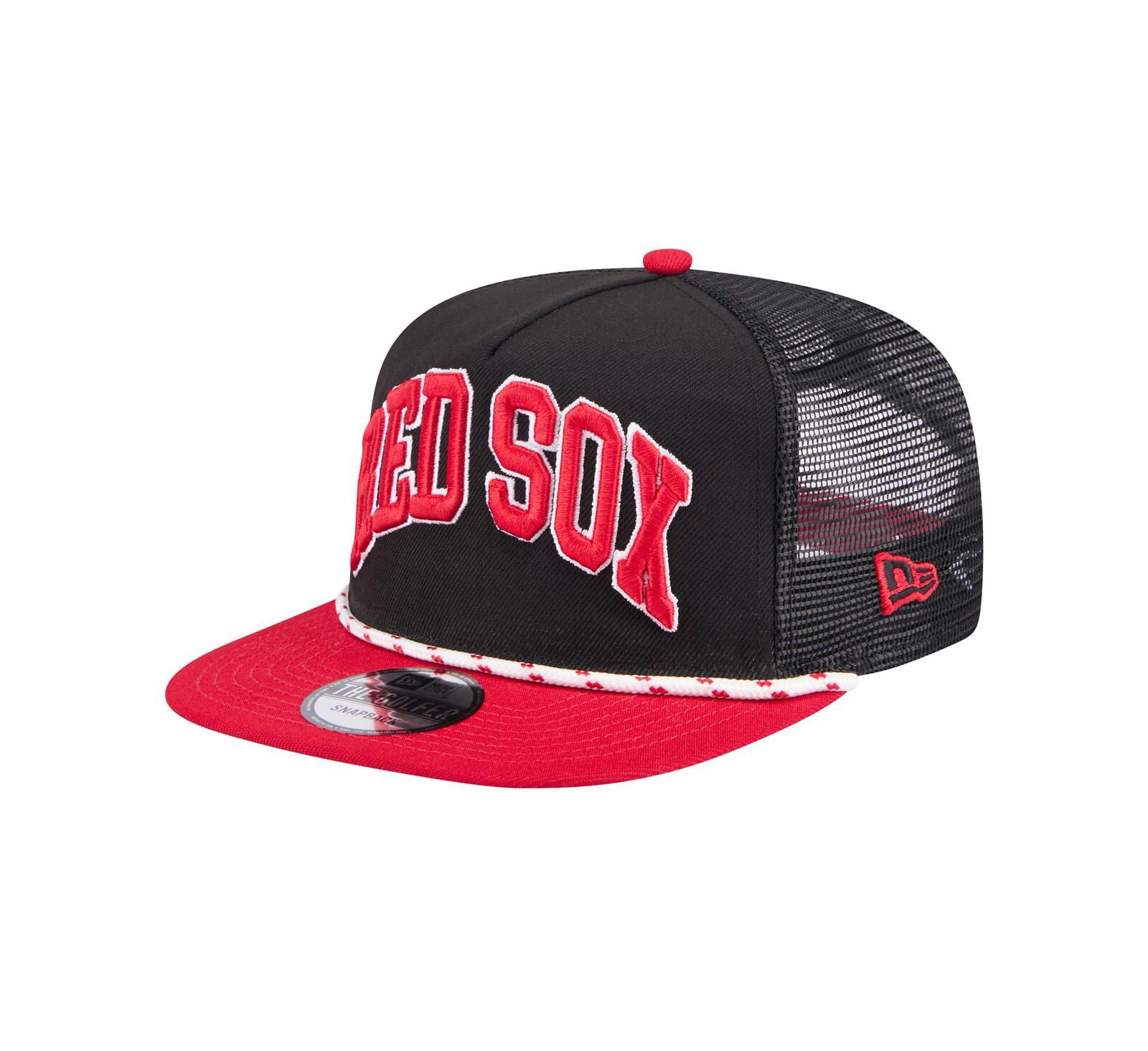 New Era Men's Black Boston Red Sox Throwback Meshback Golfer Hat