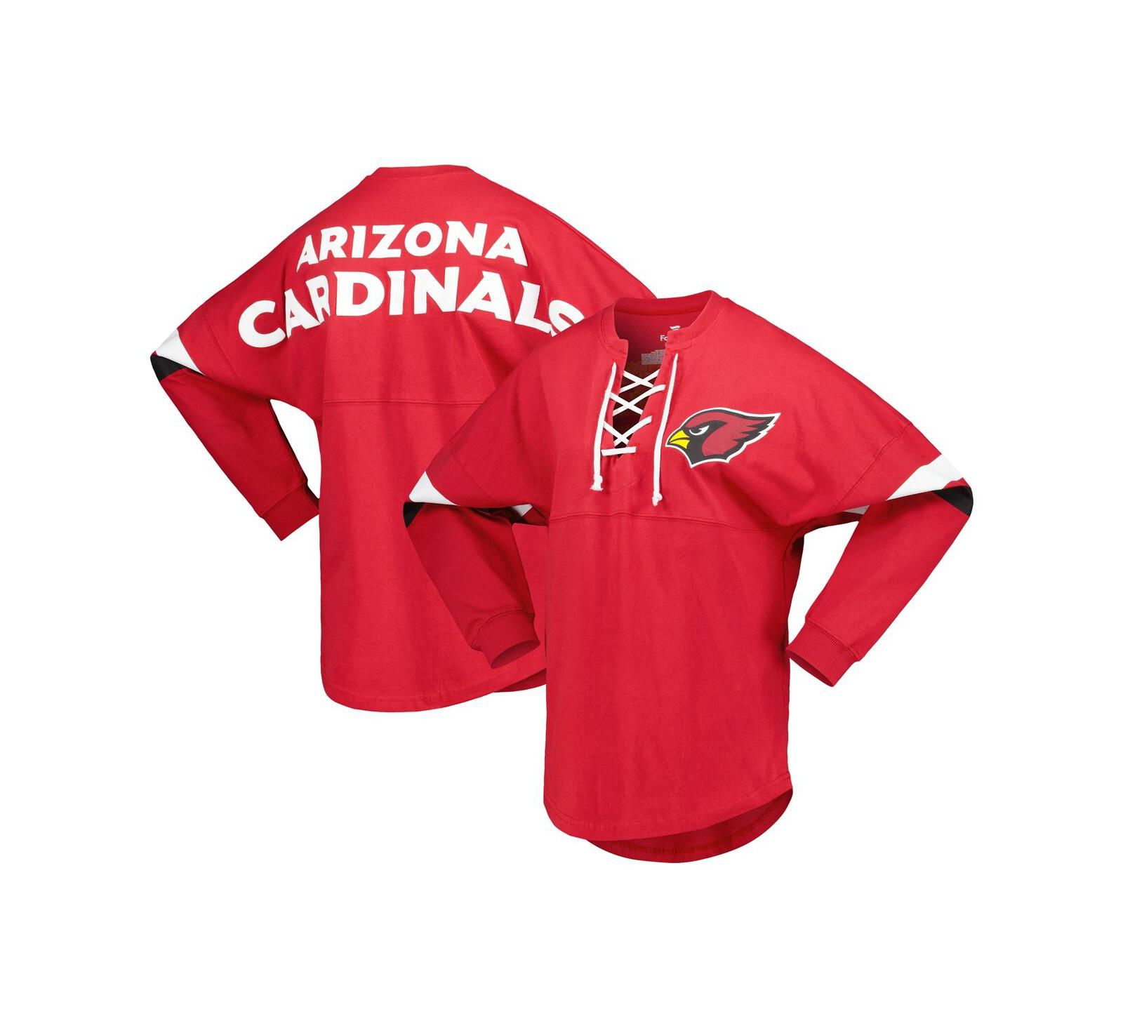 Fanatics Женская футболка Cardinal Arizona Cardinals Spirit Jersey Lace-Up V-Neck с длинным рукавом
