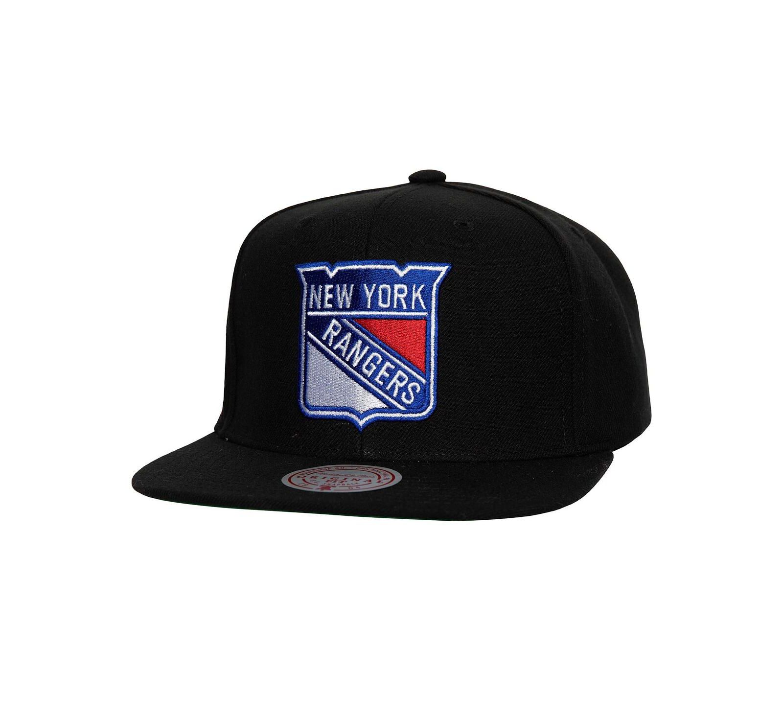 Mitchell & Ness Men's Black New York Rangers Core Top Spot Snapback Hat