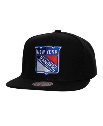 Mitchell & Ness Men's Black New York Rangers Core Top Spot Snapback Hat