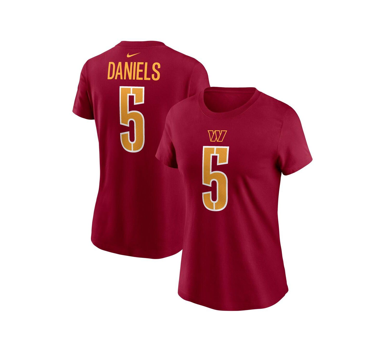 Nike Women's Jayden Daniels Burgundy Washington Commanders 2024 NFL Draft First Round Pick Name & Number T-Shirt