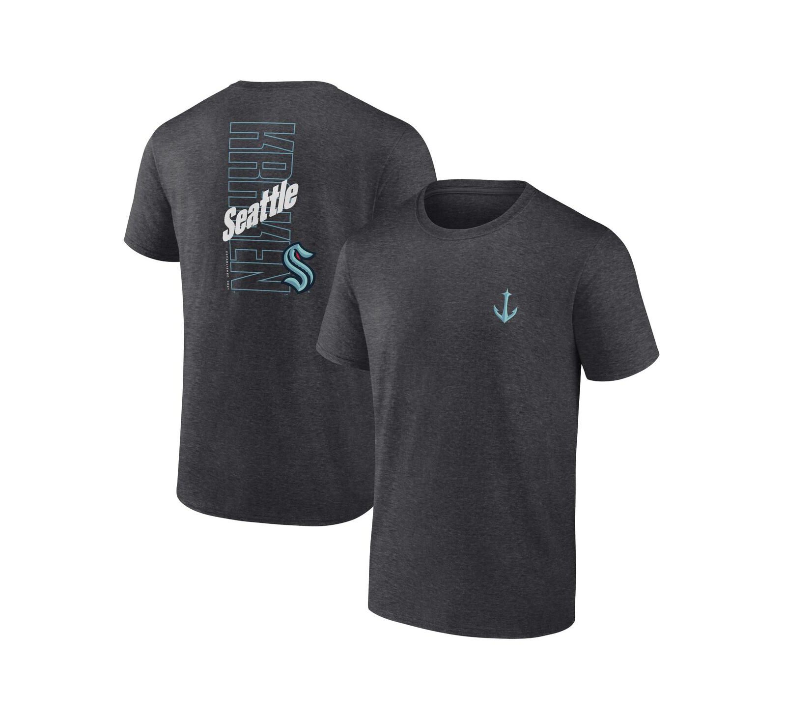 Fanatics Мужская футболка Seattle Kraken Backbone Heather Charcoal