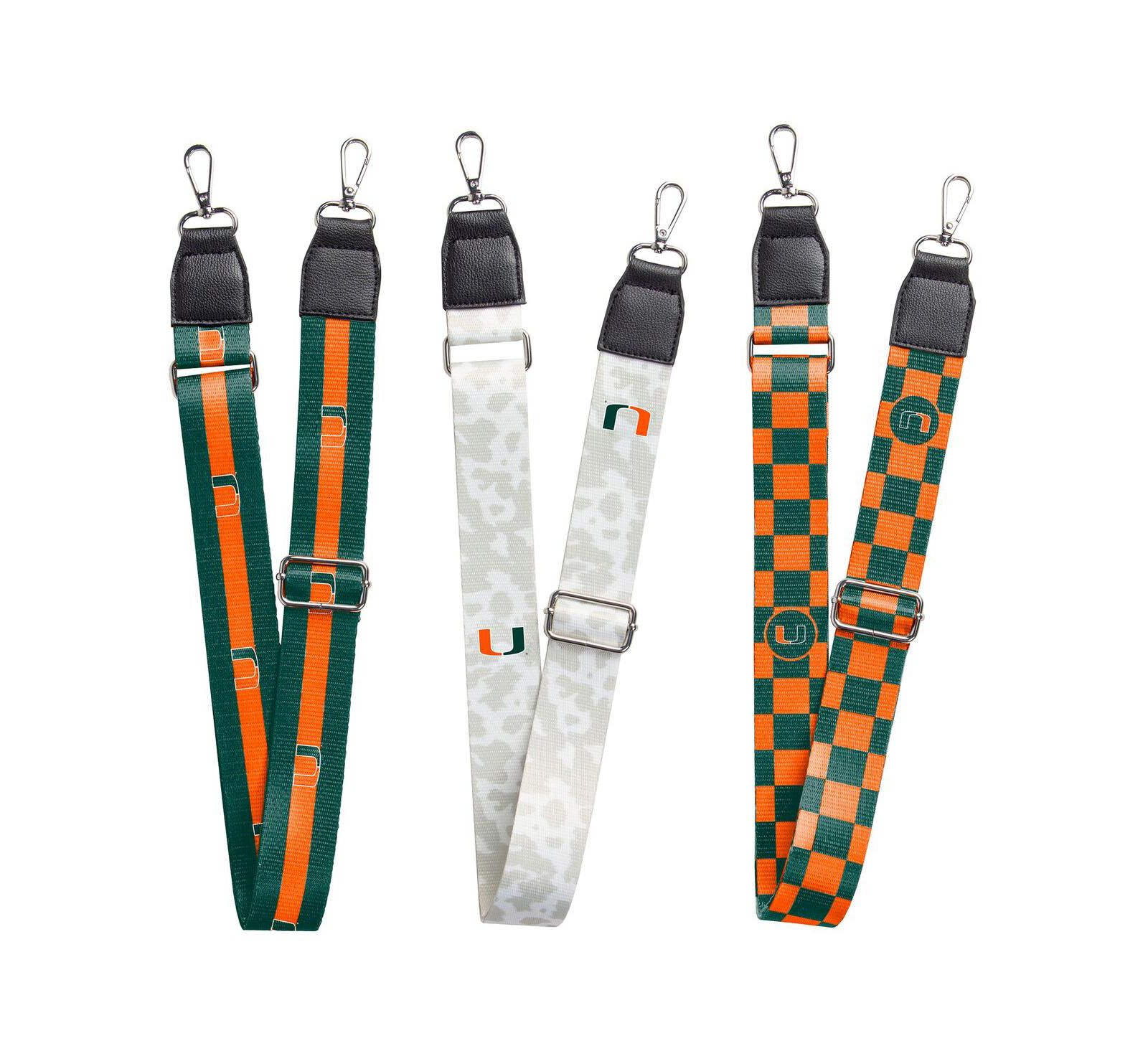 Logo Brands Miami Hurricanes 3-Pack Bag Strap Set