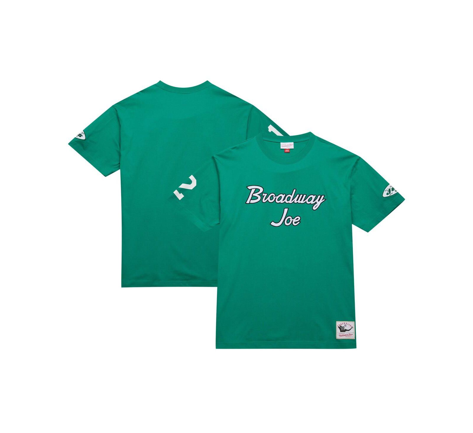 Футболка Mitchell & Ness Men's Joe Namath Kelly Green New York Jets Retired Player Nickname