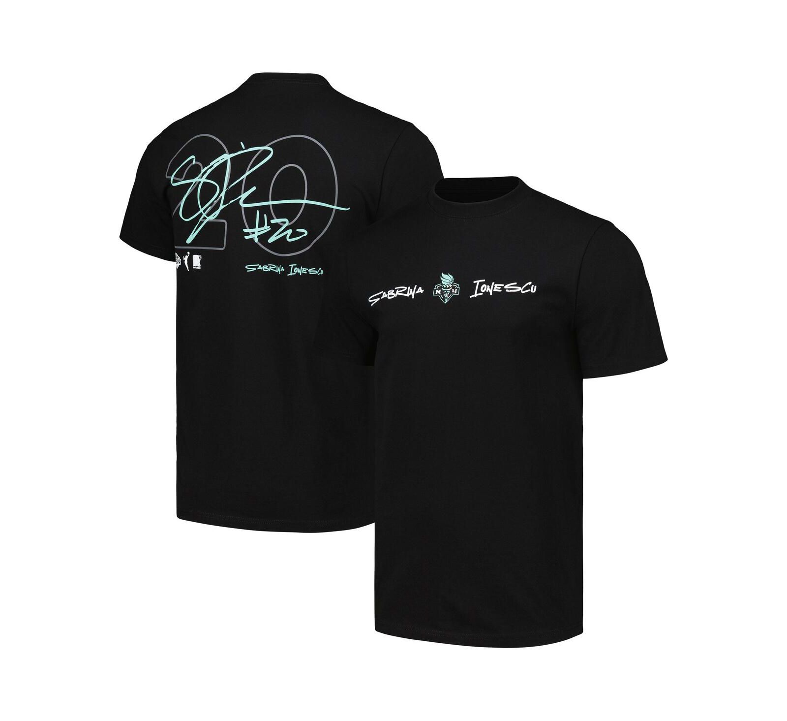 Футболка Round21 Men's and Women's Sabrina Ionescu Black New York Liberty Player Signature Name & Number