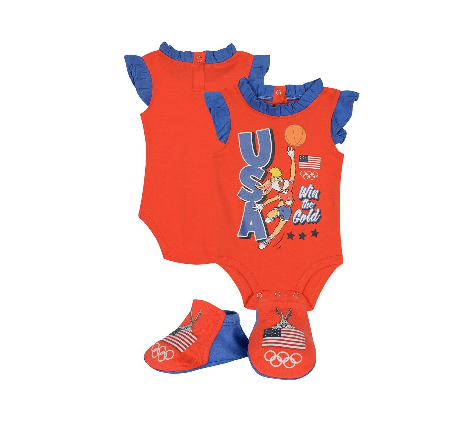 Комплект боди и пинеток Outerstuff Newborn Baby Boys and Girls Red Team USA Looney Tunes