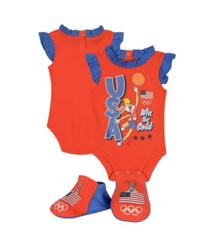 Комплект боди и пинеток Outerstuff Newborn Baby Boys and Girls Red Team USA Looney Tunes