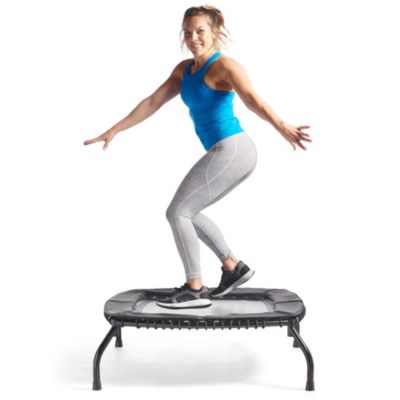 Sunny Health & Fitness Springless Mini Fitness Trampoline – Premium Adjustable Bungee-Style Indoor/Outdoor Exercise Rebounder, 40”