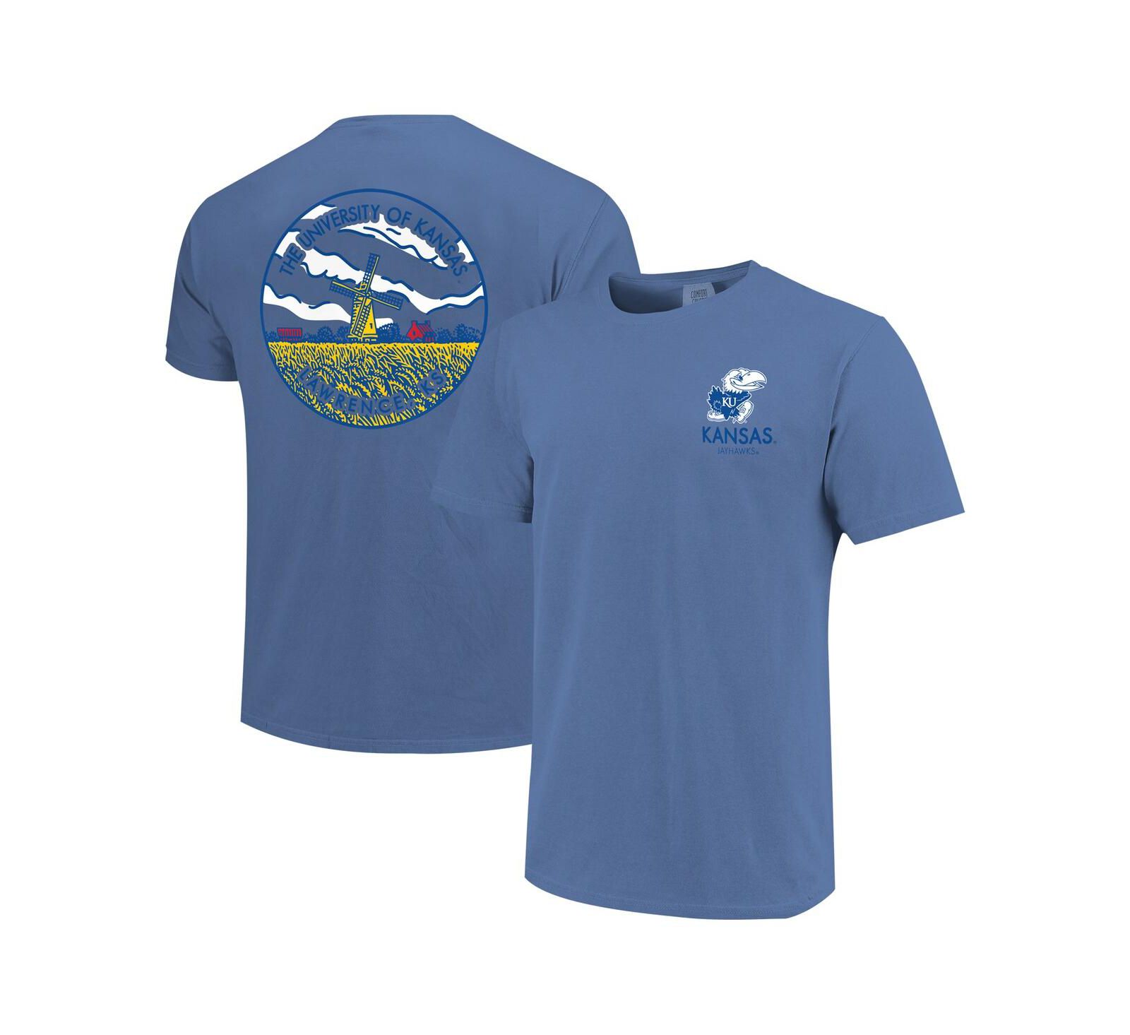 Image One Мужской и Женский футболк Image One Royal Kansas Jayhawks Scenic Comfort Colors
