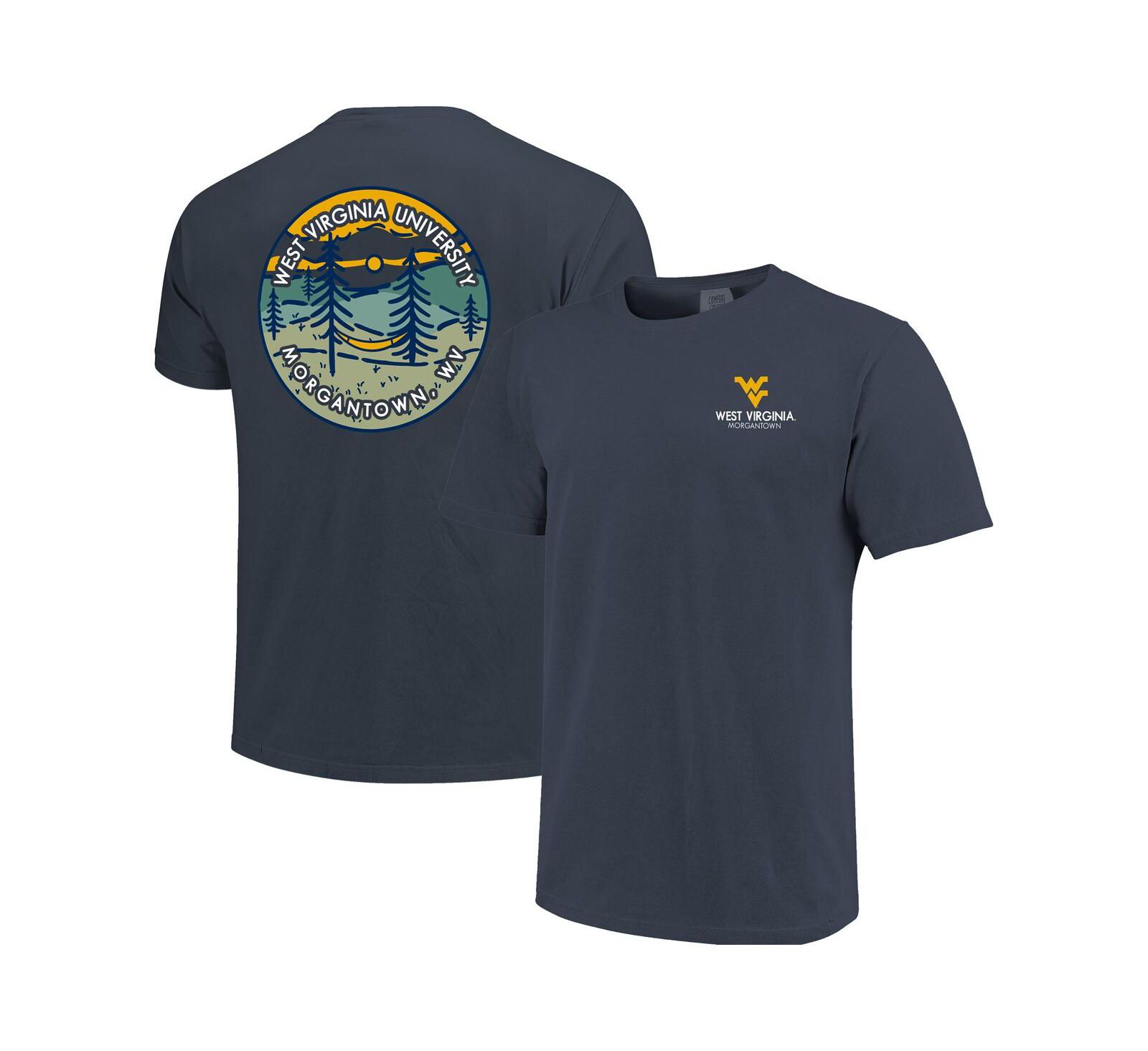Мужская и женская футболка Image One Navy West Virginia Mountaineers Scenic Comfort Colors