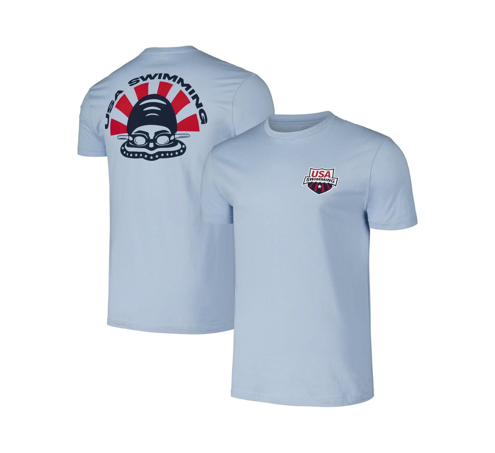 Flomotion Men's and Women's Powder Blue USA Swimming Swimmer T-Shirt