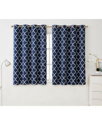 HLC.ME Lattice Print Drape Blackout Curtains Pattern - Weather Insulated Curtains, Sun Blocking Window Treatment Draperies for Living Room - Set of 2