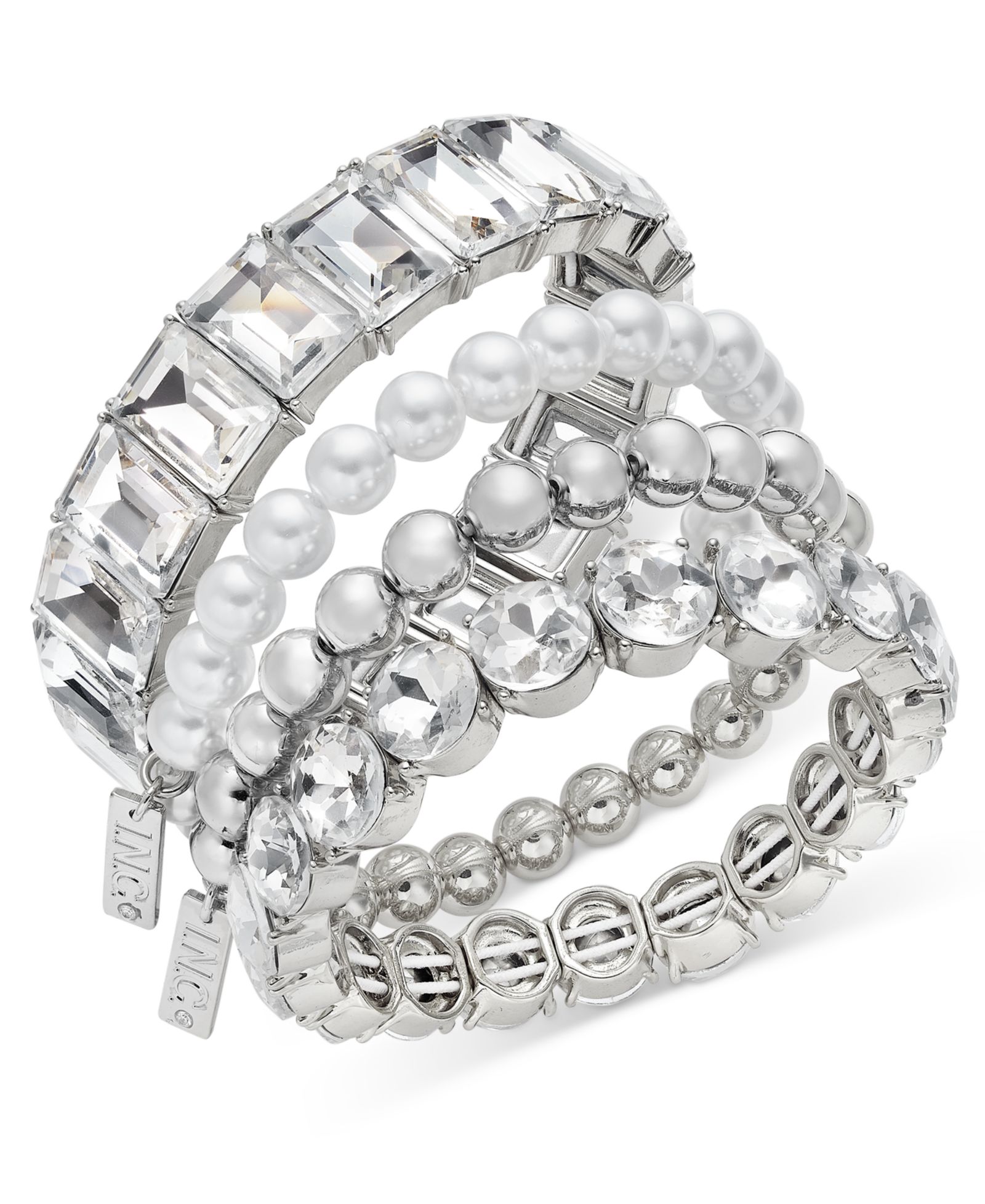 Набор из 4 браслетов I.N.C. International Concepts Bead, Crystal & Imitation Pearl Stretch