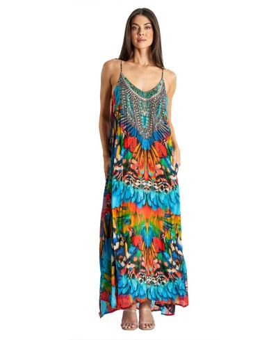 La Moda Clothing Женское платье макси с вырезом лодочкой и спиной на молнии