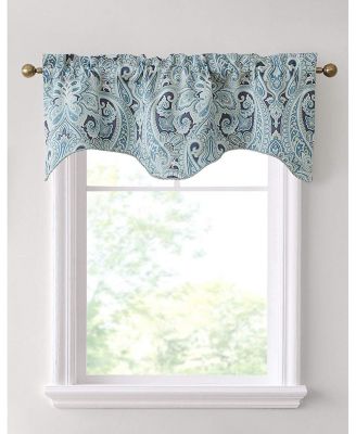 HLC.ME Paris Paisley Thermal Insulated Decorative Rod Pocket Short Scalloped Curtain Valance for Kitchen, Bathroom, Basement and Small Windows