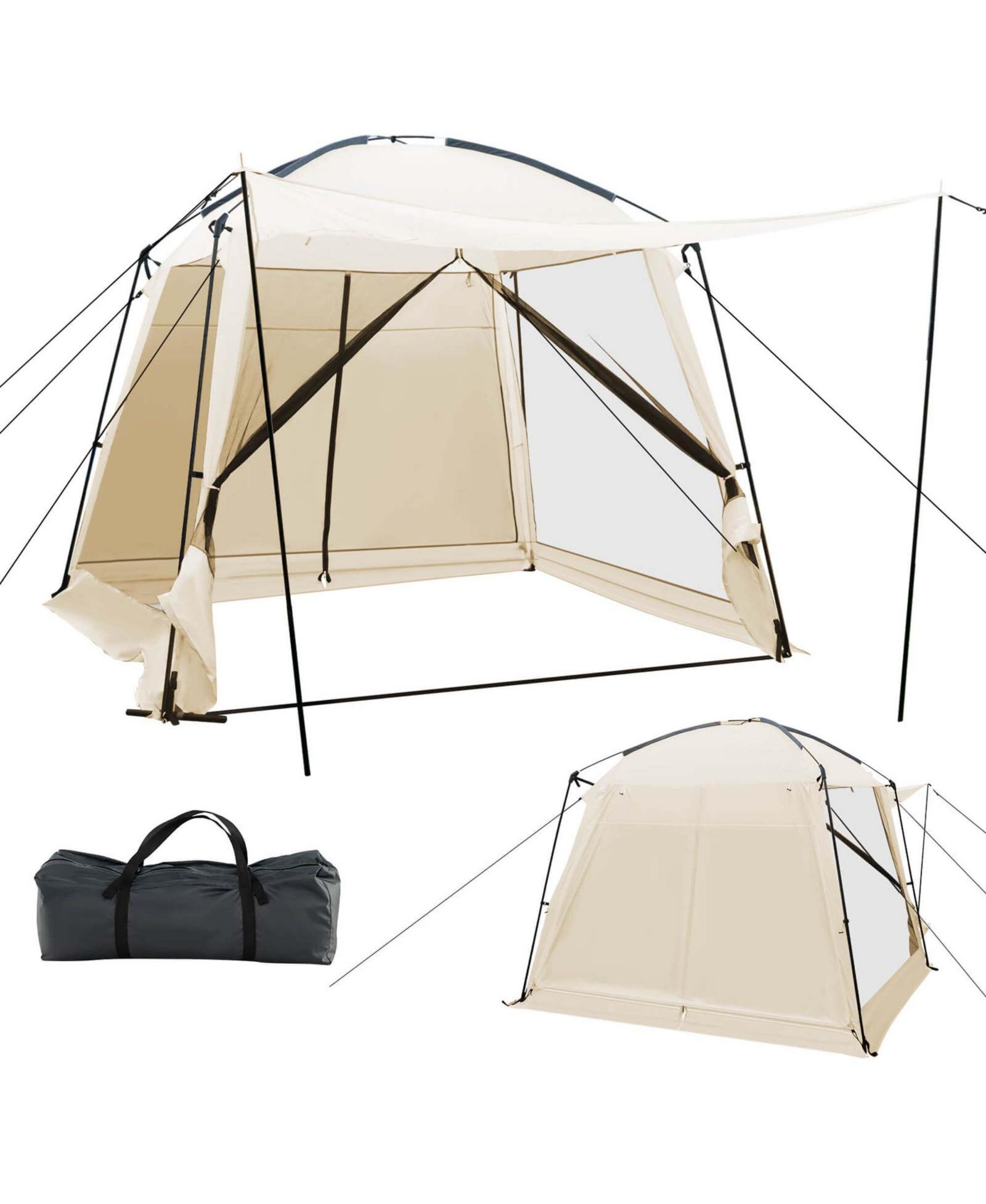 Screen Dome Camping Tent for 6-8 People with 4-Side Mesh Walls Carrying Bag