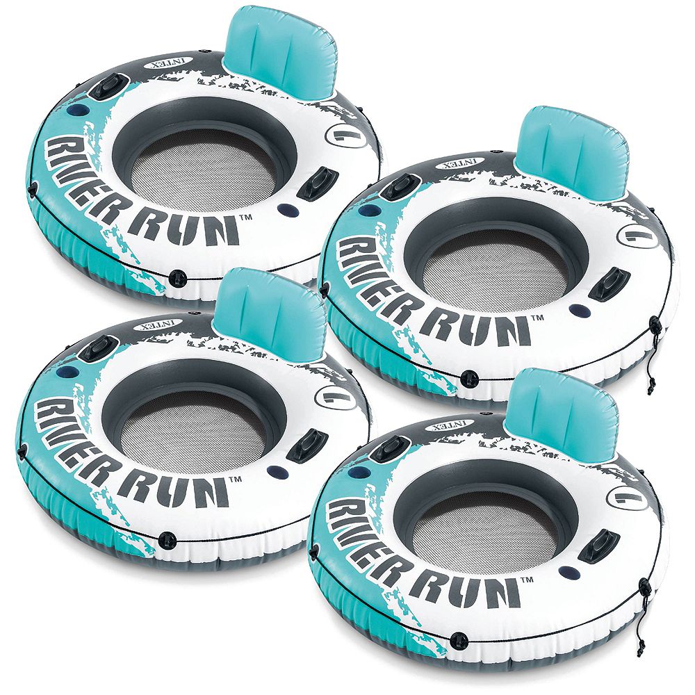 Надувной плот Intex River Run 1 53" Inflatable Floating Water Tube Lake Raft, Red (4 Pack)