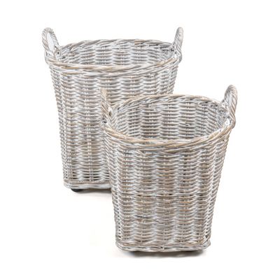 Набор из 2 корзин для хранения Jonathan Y Arbour Rustic Hand-Woven Rattan с колесиками и ручками