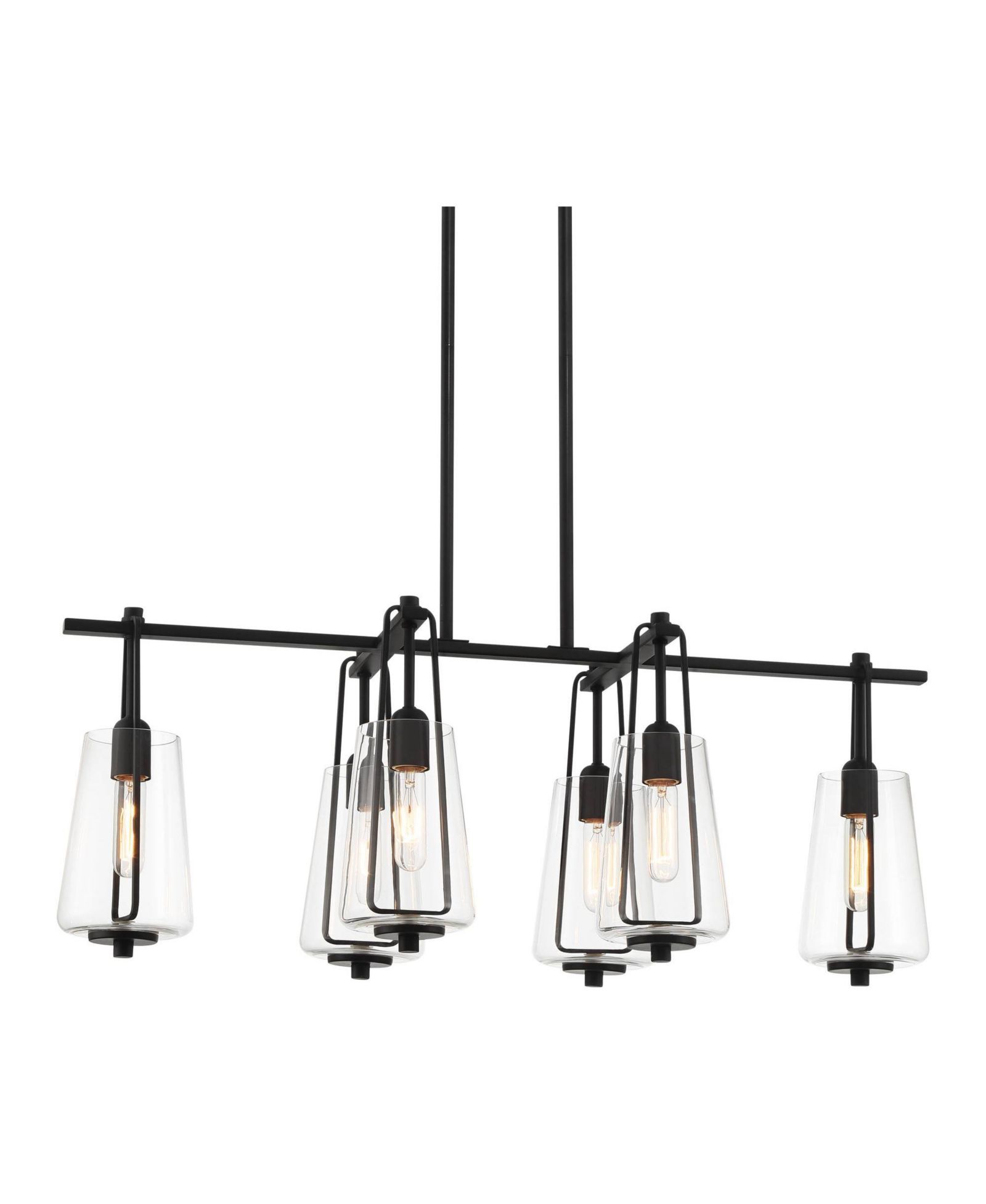 Possini Euro Design Wexford Black Island Linear Pendant Chandelier 36 1/2" Wide Modern Clear Glass 6-Light Fixture for Dining Room