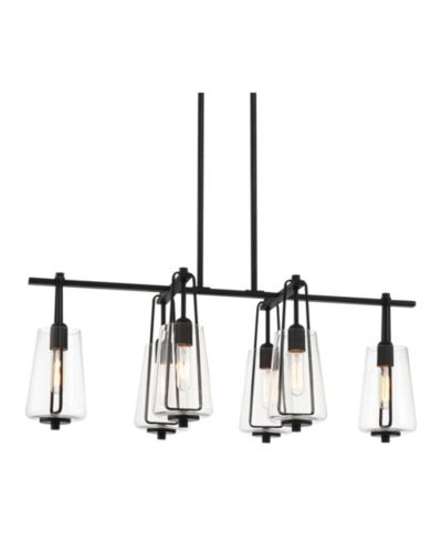 Современная люстра-подвеска Possini Euro Design Wexford Black Island Linear Clear Glass 6-Light