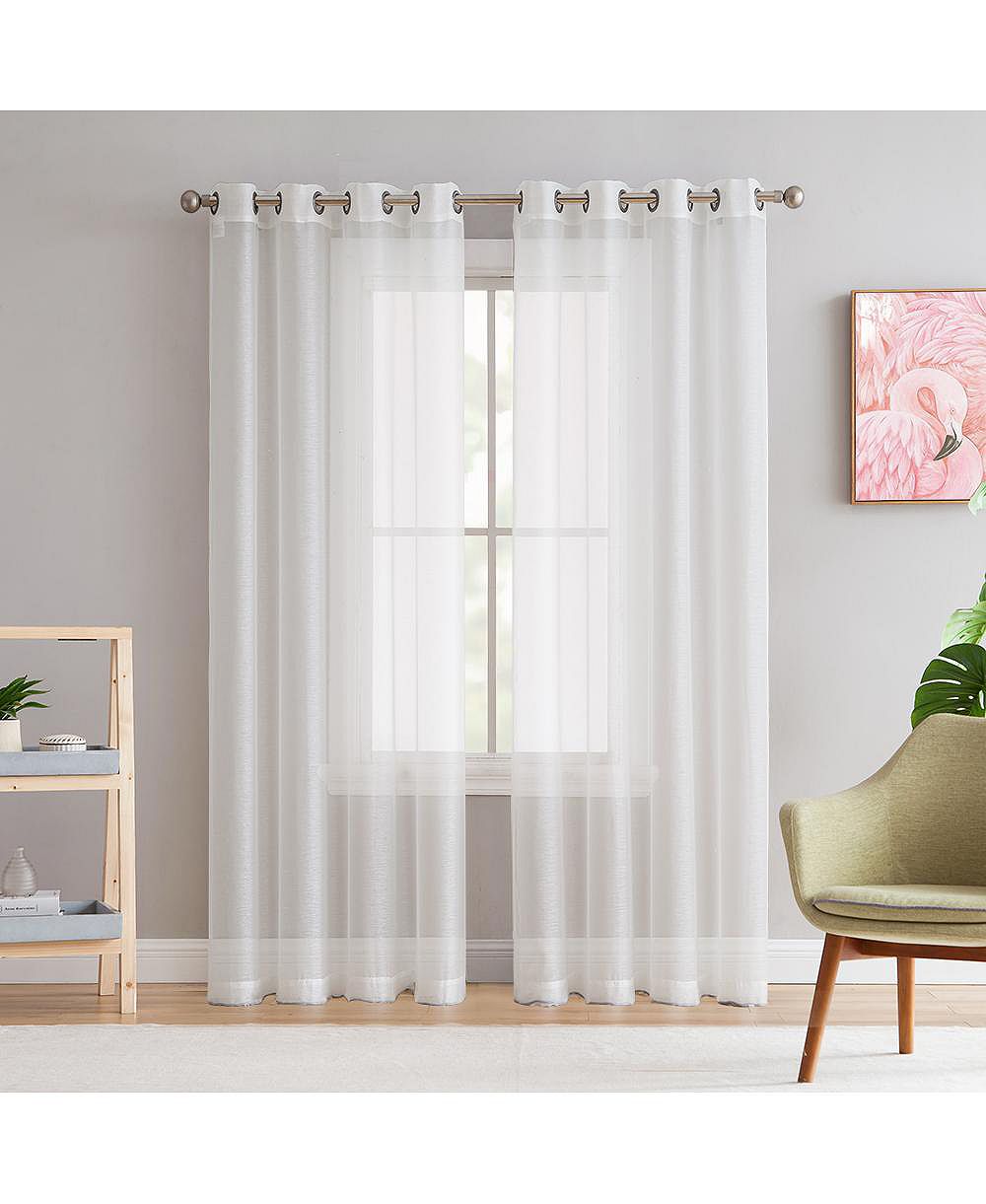 HLC.me 2 Piece Semi Sheer Voile Window Curtain Drapes Grommet Panels for Bedroom, Living Room & Kids Room