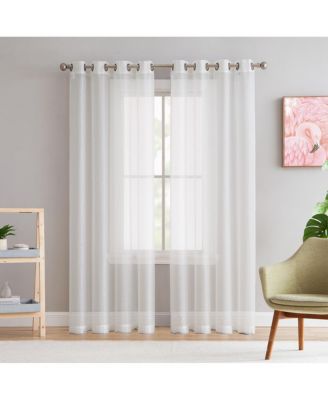 HLC.me 2 Piece Semi Sheer Voile Window Curtain Drapes Grommet Panels for Bedroom, Living Room & Kids Room