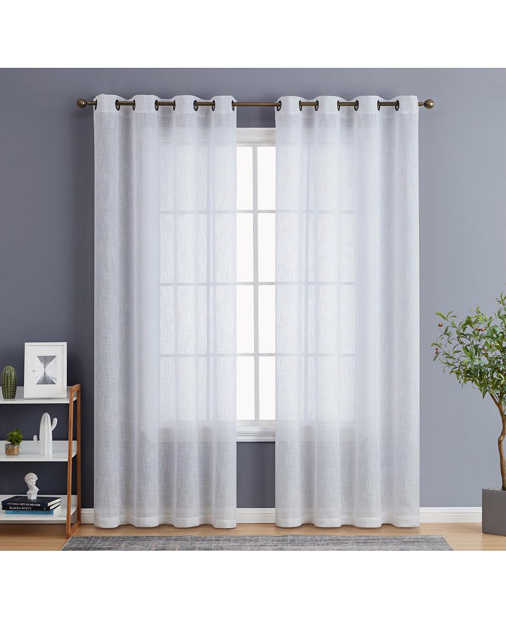 Шторы HLC.me Abbey Faux Linen Textured Semi Sheer 2-Piece