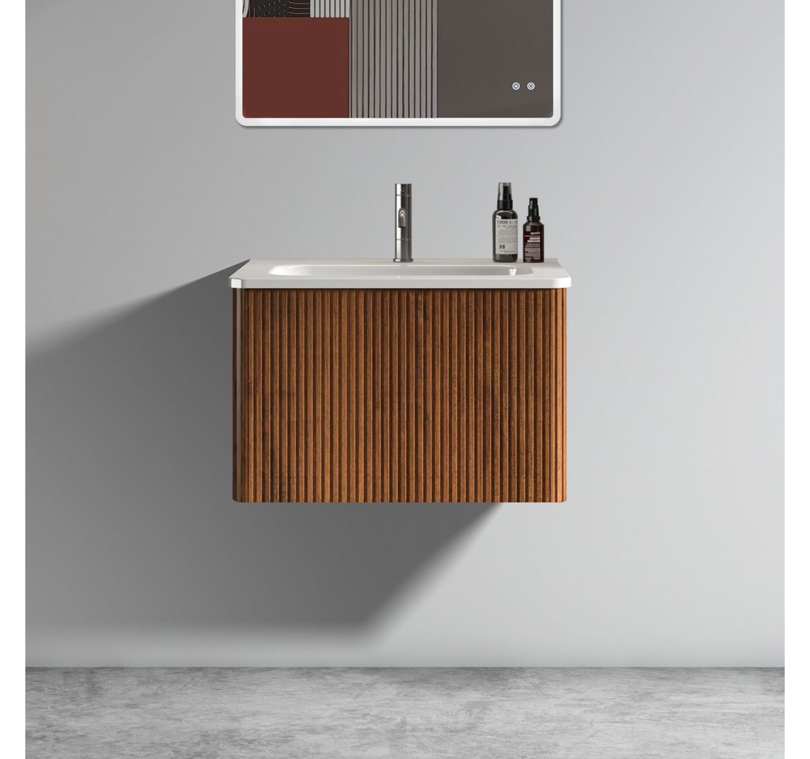 Streamdale Furniture  Etna 24" Striped Walnut Vanity with Ceramic Sink