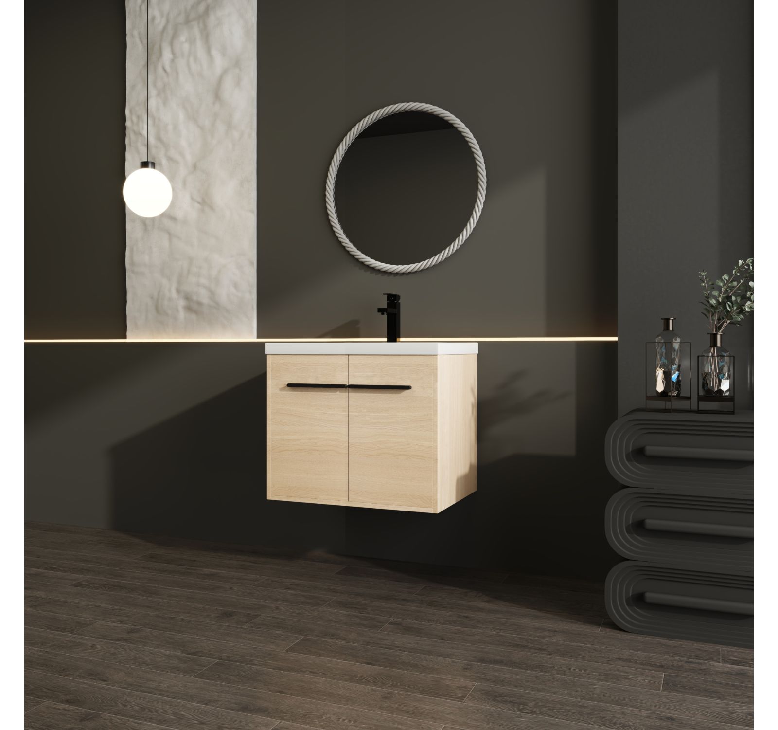 Тумба Streamdale Furniture 24" Oak Vanity with Resin Sink & Cabinet