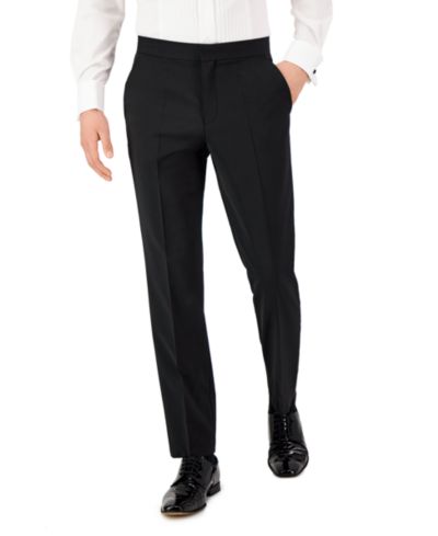 HUGO by Hugo Boss Men Unfinished Hem Modern-Fit Wool Blend Super Flex Stretch Tuxedo Pant