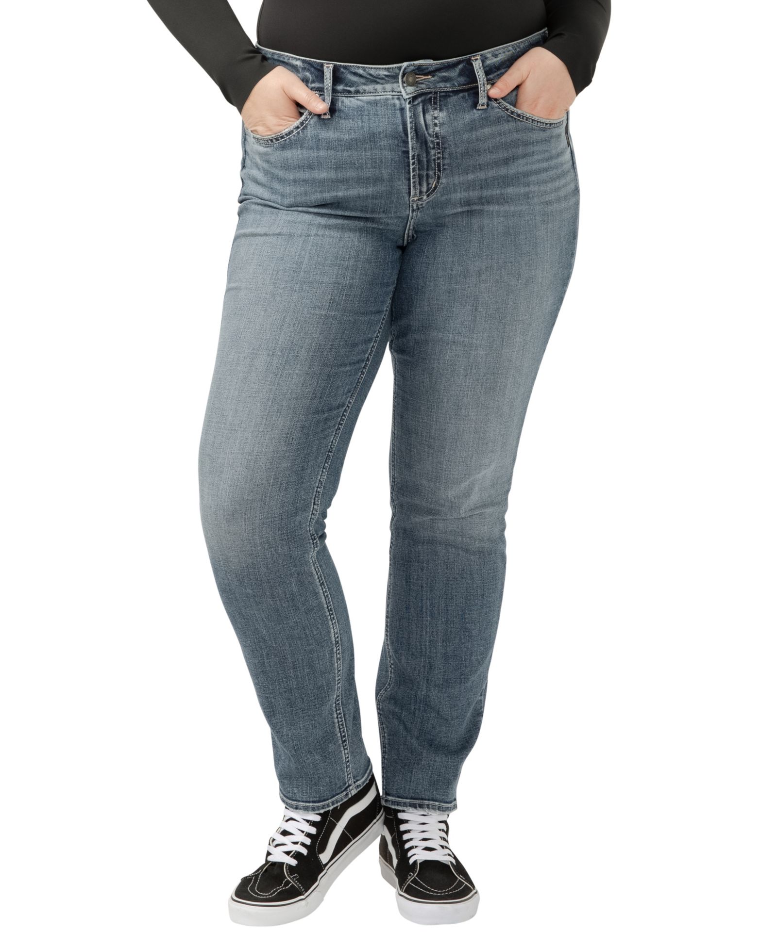 Джинсы Silver Jeans Co. Suki High-Rise Curvy-Fit Straight Plus Size