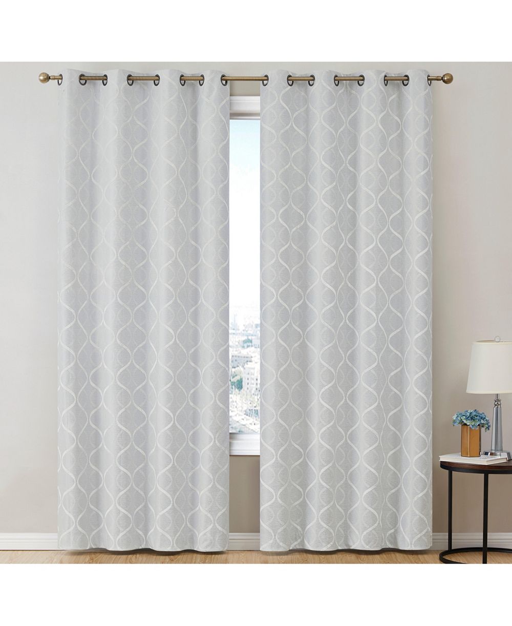 Шторы HLC.ME Versailles Lattice Flocked 100% Complete Blackout Thermal Insulated Window Curtain Grommet Panels