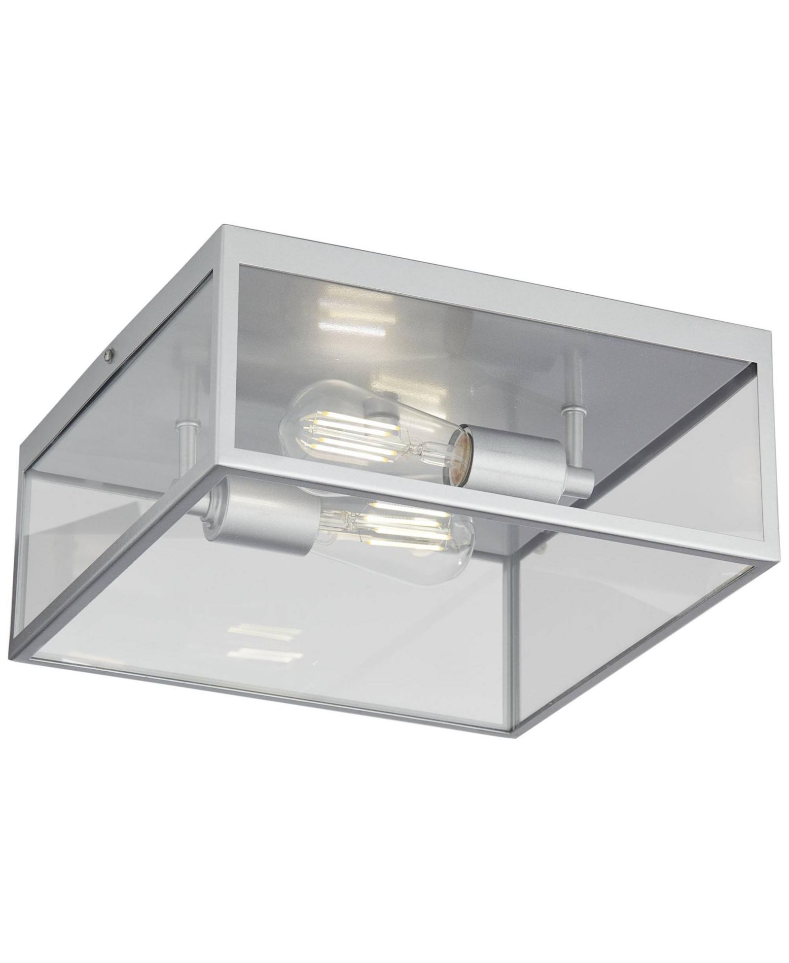 John Timberland Titan 12" Wide Matte Silver Square Indoor-Outdoor Ceiling Light