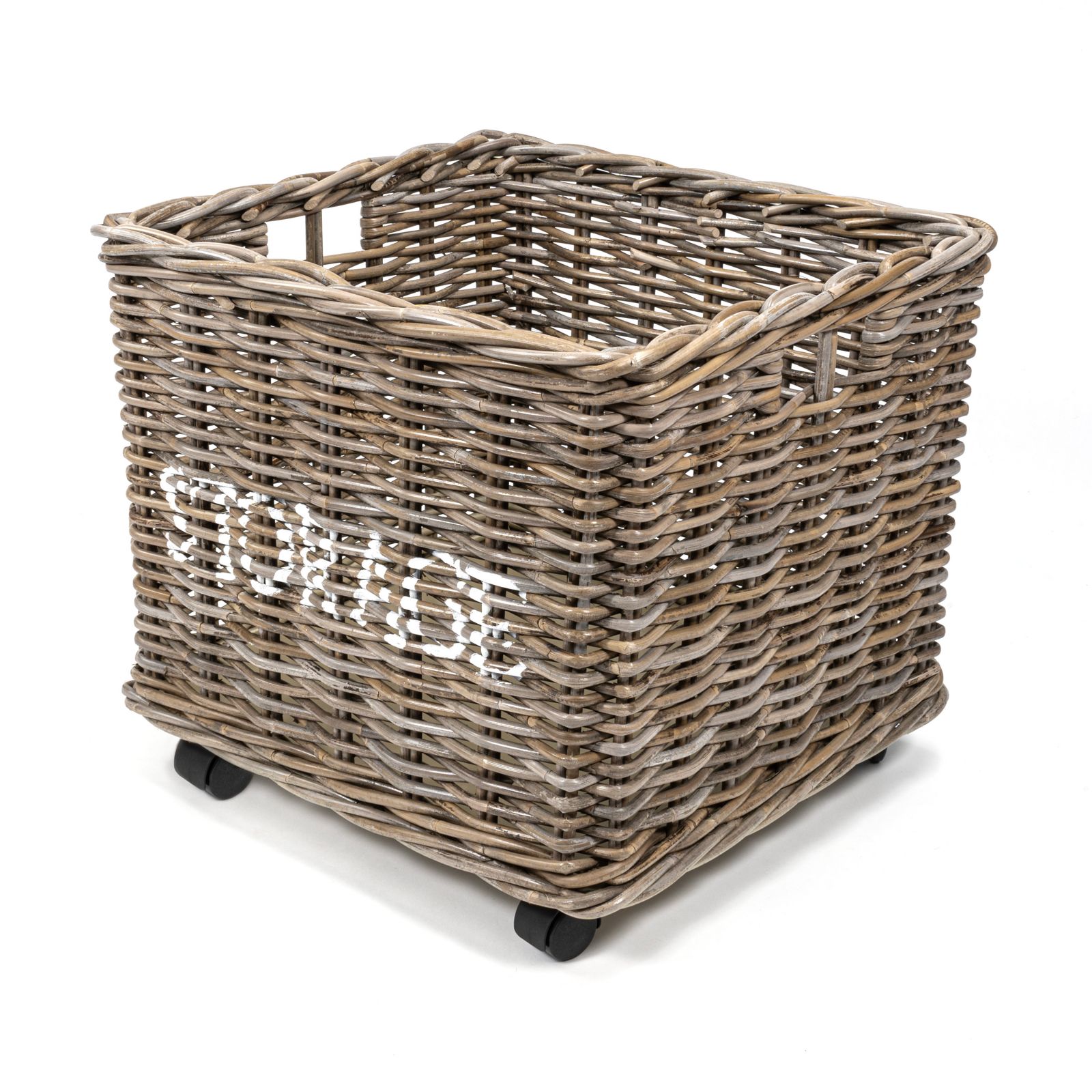 Jonathan Y Yael Coastal Hand-Woven Rattan Basket with Wheels and Handles, Storage