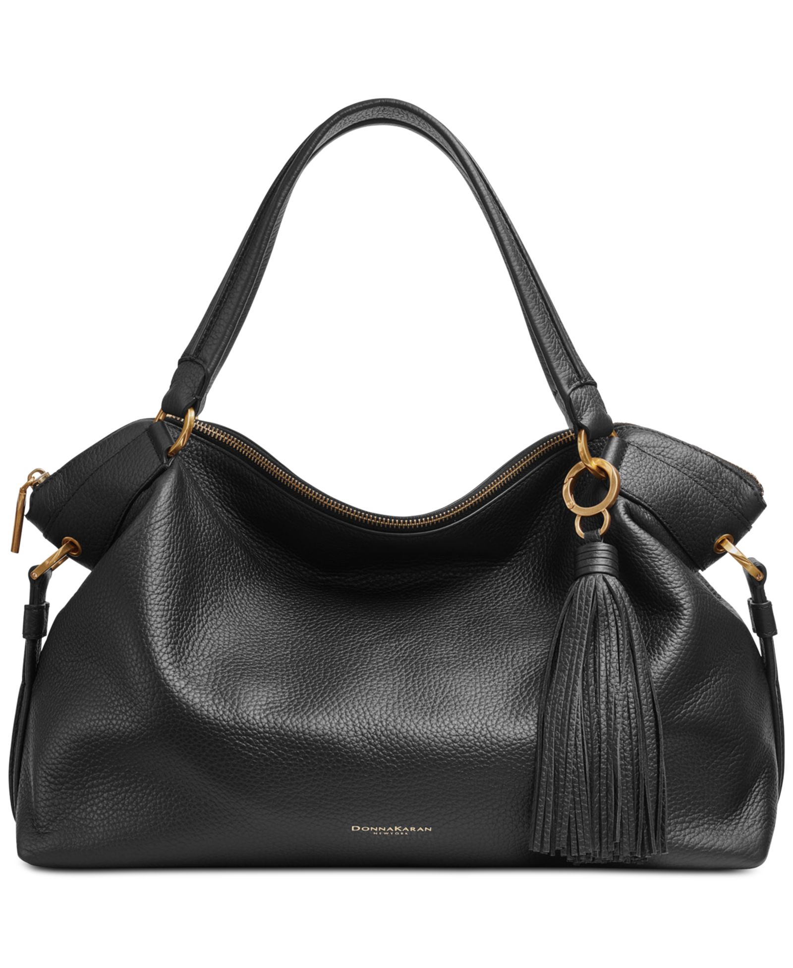 Donna Karan New York Glenwood Top Handle Leather Extra Large Satchel with Tassel Detail