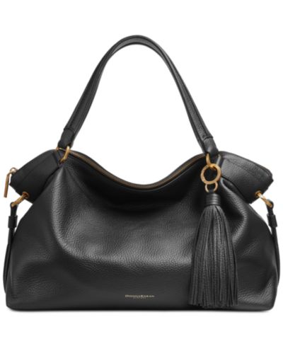 Donna Karan New York Glenwood Top Handle Leather Extra Large Satchel with Tassel Detail
