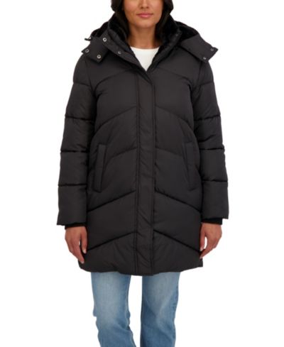 Женское утепленное пуховое пальто Sebby Collection Women's 3/4 Cozy Lined Hooded Puffer Coat