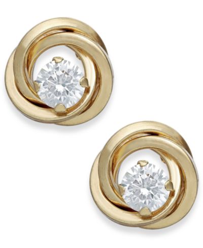 Серьги-гвоздики с кубическим цирконием Love Knot, 10k Gold